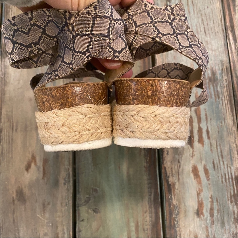 Steve Madden Kimmie Platform Cork Sandals Espadrilles Elastic Snakeskin Print 7 - Picture 6 of 11